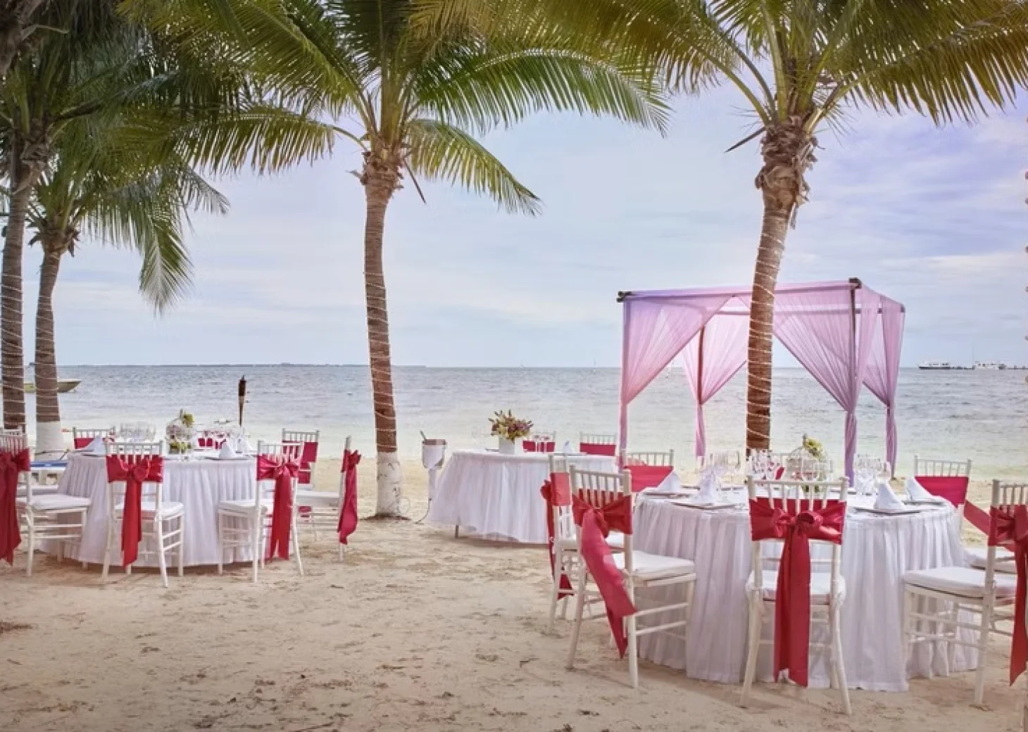 beach wedding venue setup at Occidental Costa Cancun