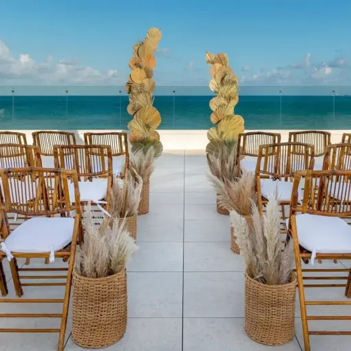 Rooftop wedding ceremony at Ocean Allure Costa Mujeres, Cancun