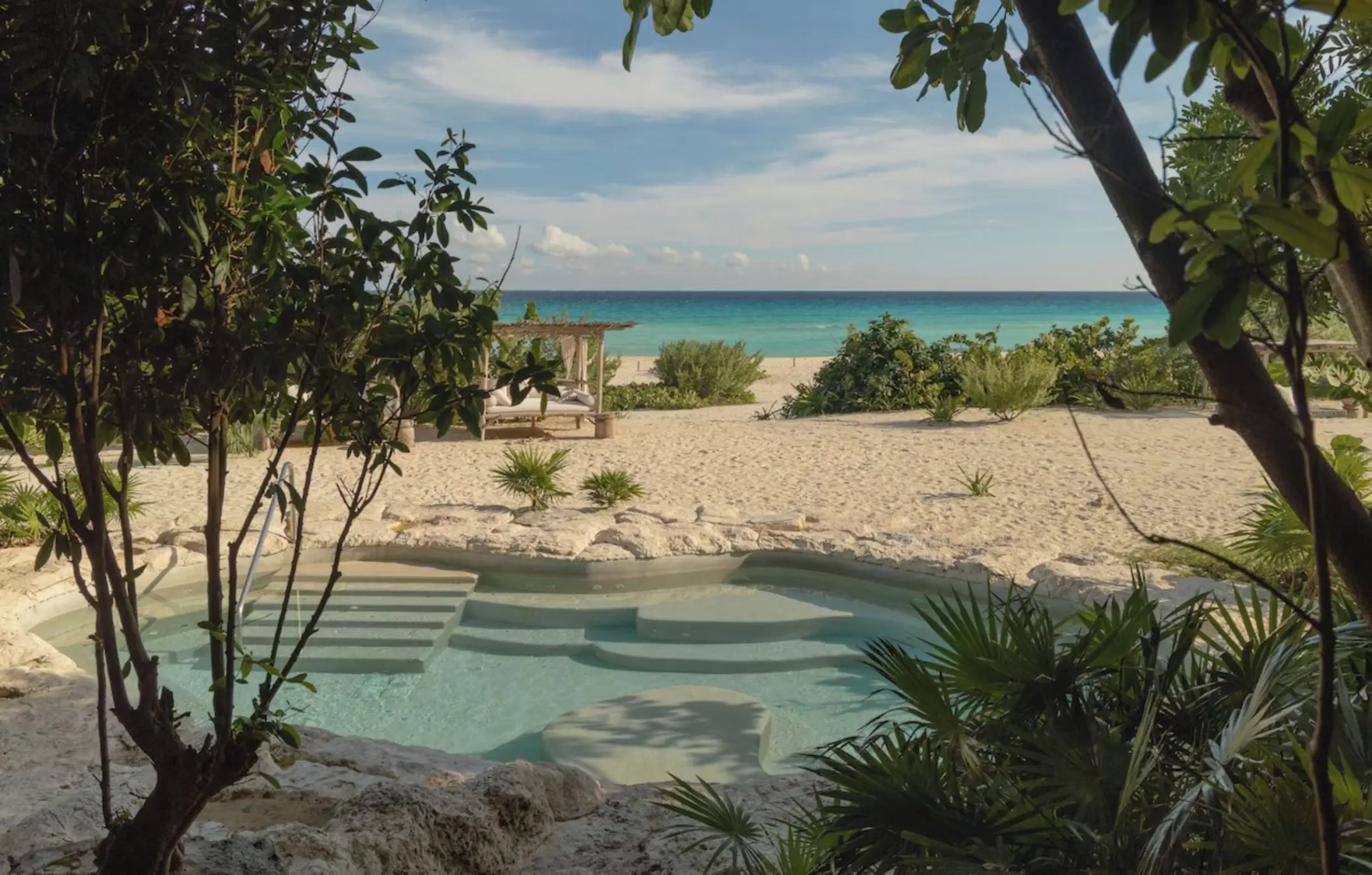 Natural stone pool overlooking the beach at Palmaia - The House of AiA, Playa Del Carmen