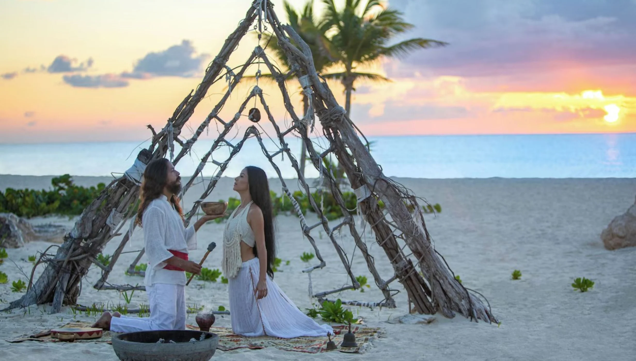 wellness ceremony on the beach at Palmaia - The House of AiA