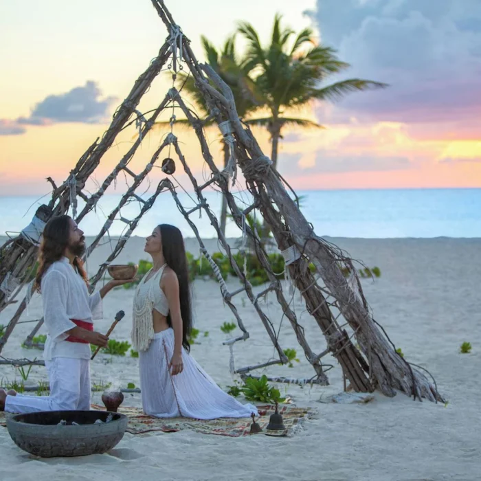 wellness ceremony on the beach at Palmaia - The House of AiA
