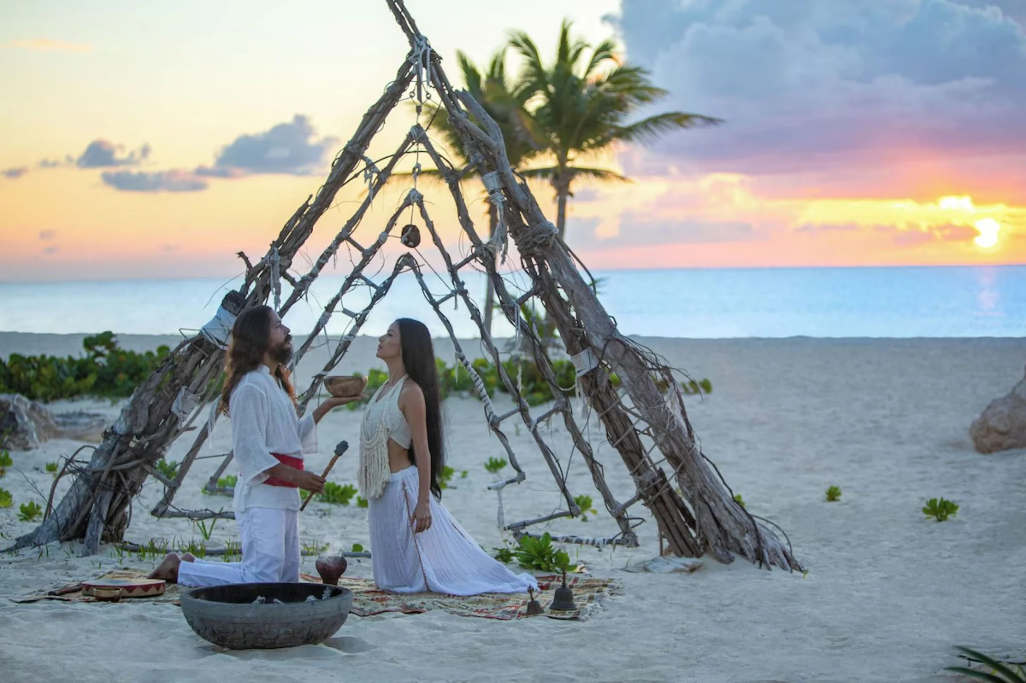 wellness ceremony on the beach at Palmaia - The House of AiA