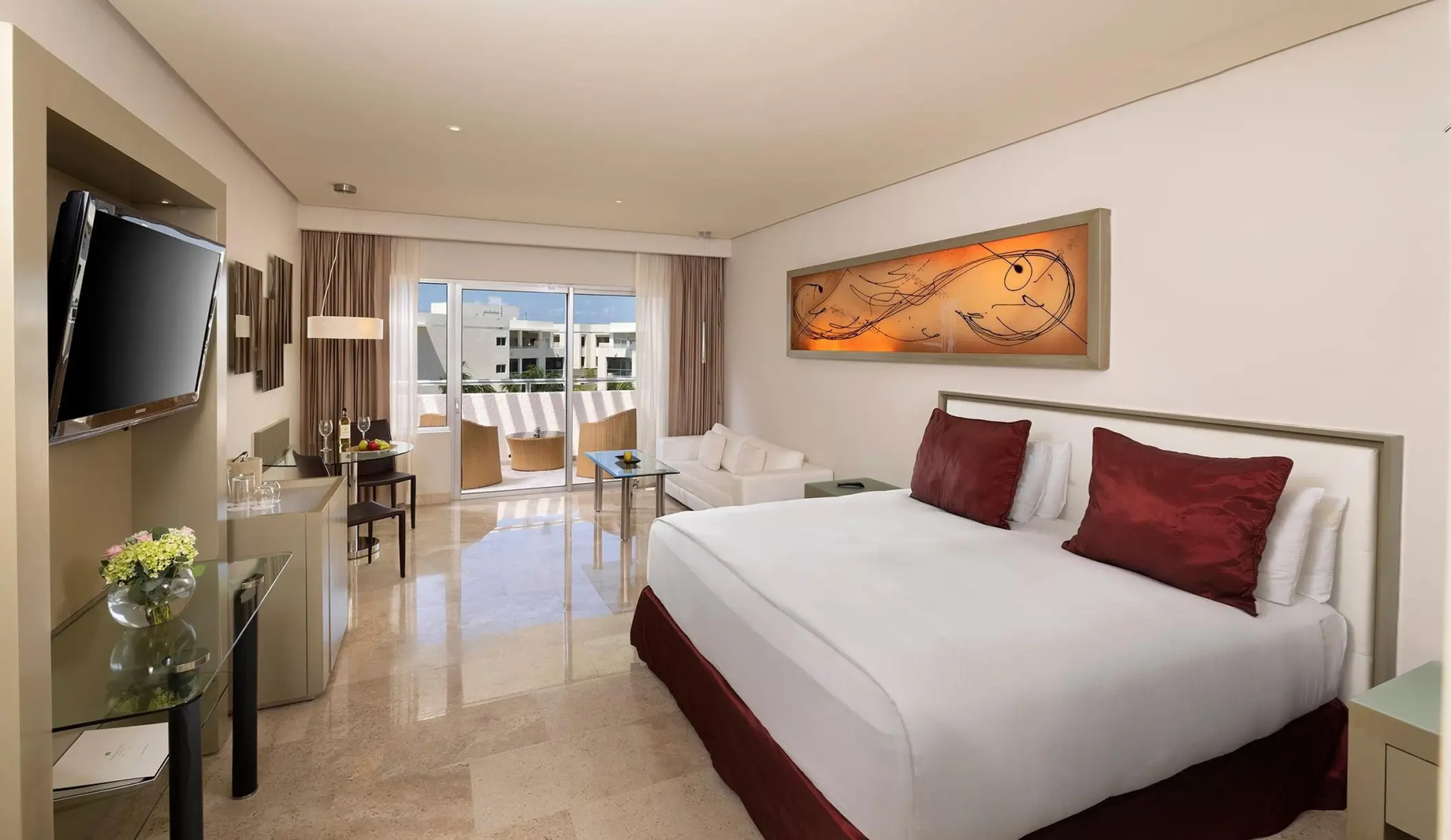 Junior suite with garden view and king bed at Paradisus Playa Del Carmen