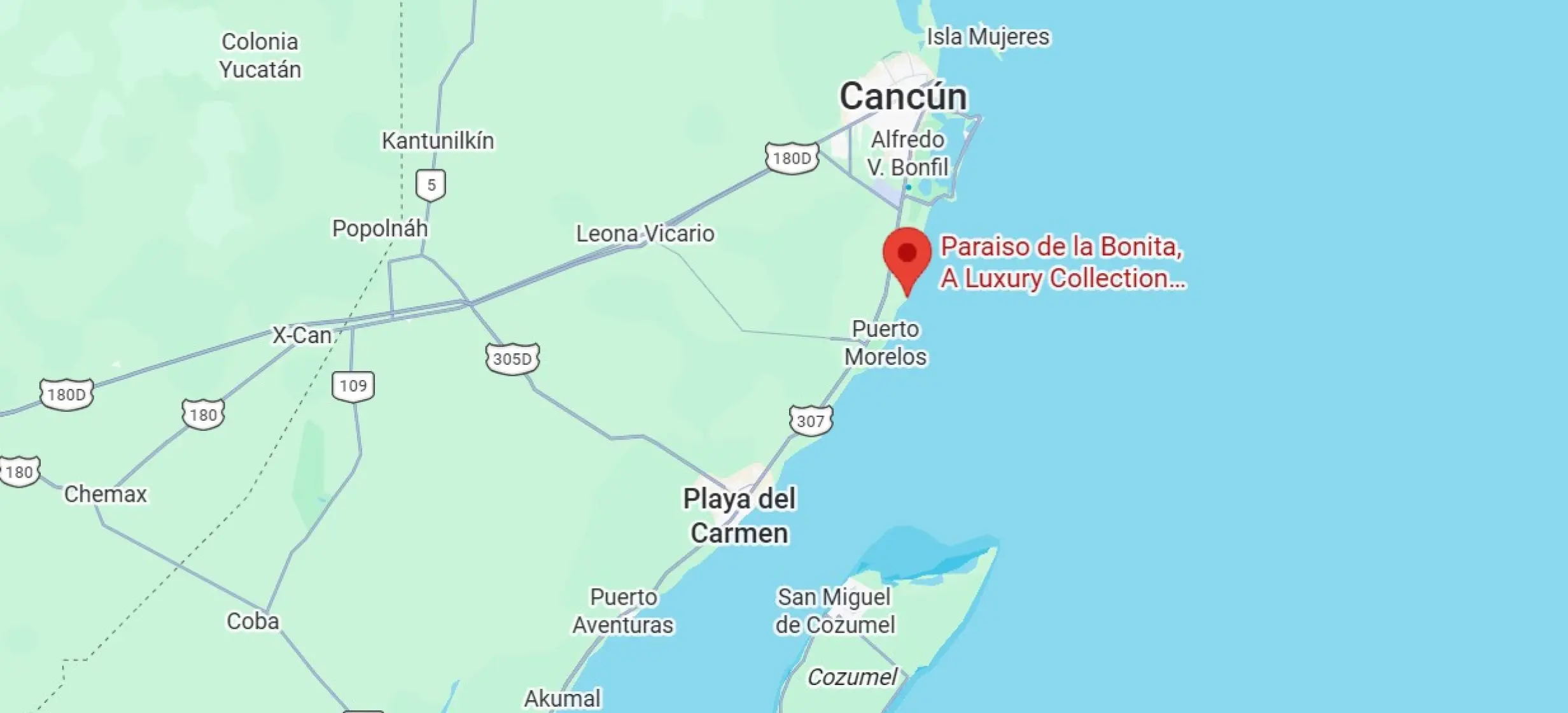 map showing location of paraiso de la bonita in Mexico