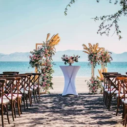 beach wedding setup at Planet Hollywood Costa Rica