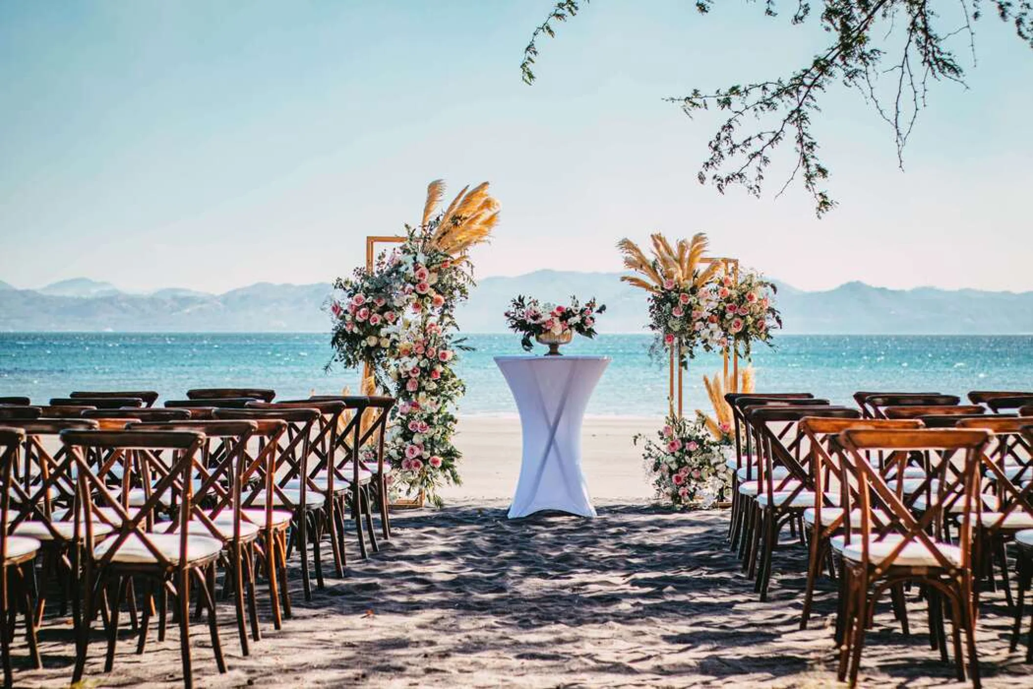 beach wedding setup at Planet Hollywood Costa Rica