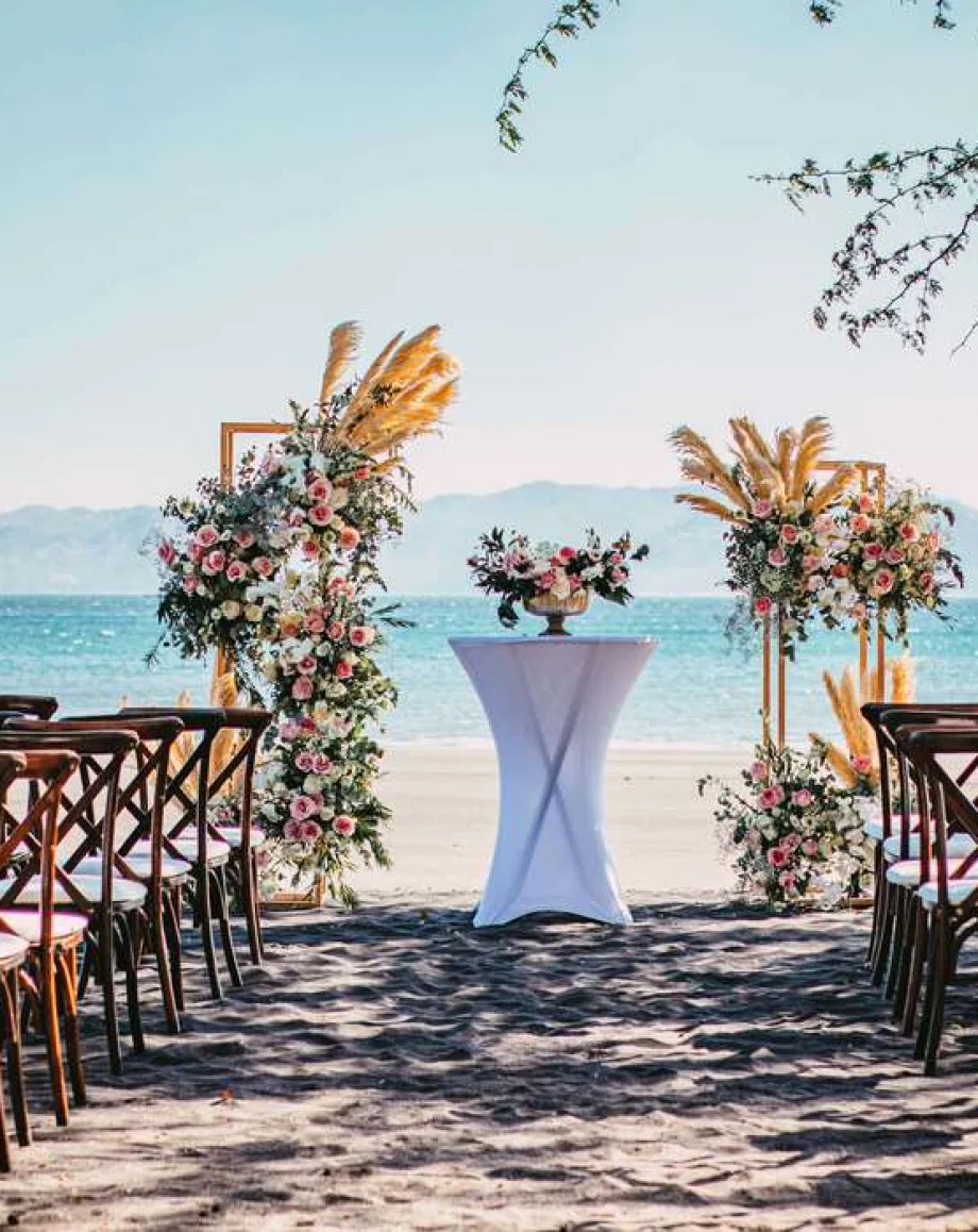 beach wedding setup at Planet Hollywood Costa Rica