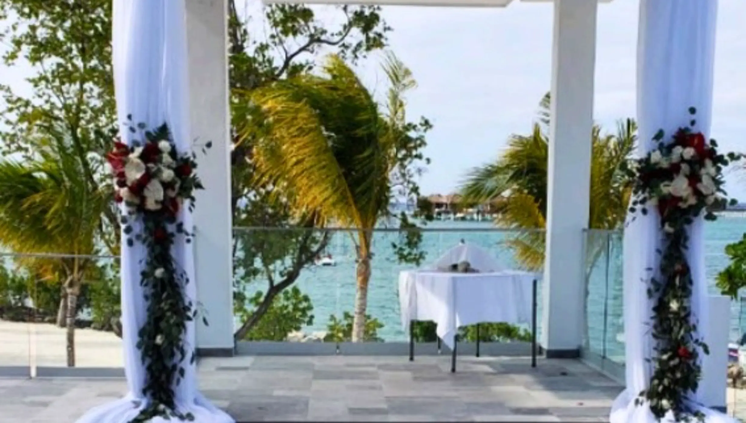 Plaza gazebo wedding ceremony setup at Riu Montego Bay, Montego Bay