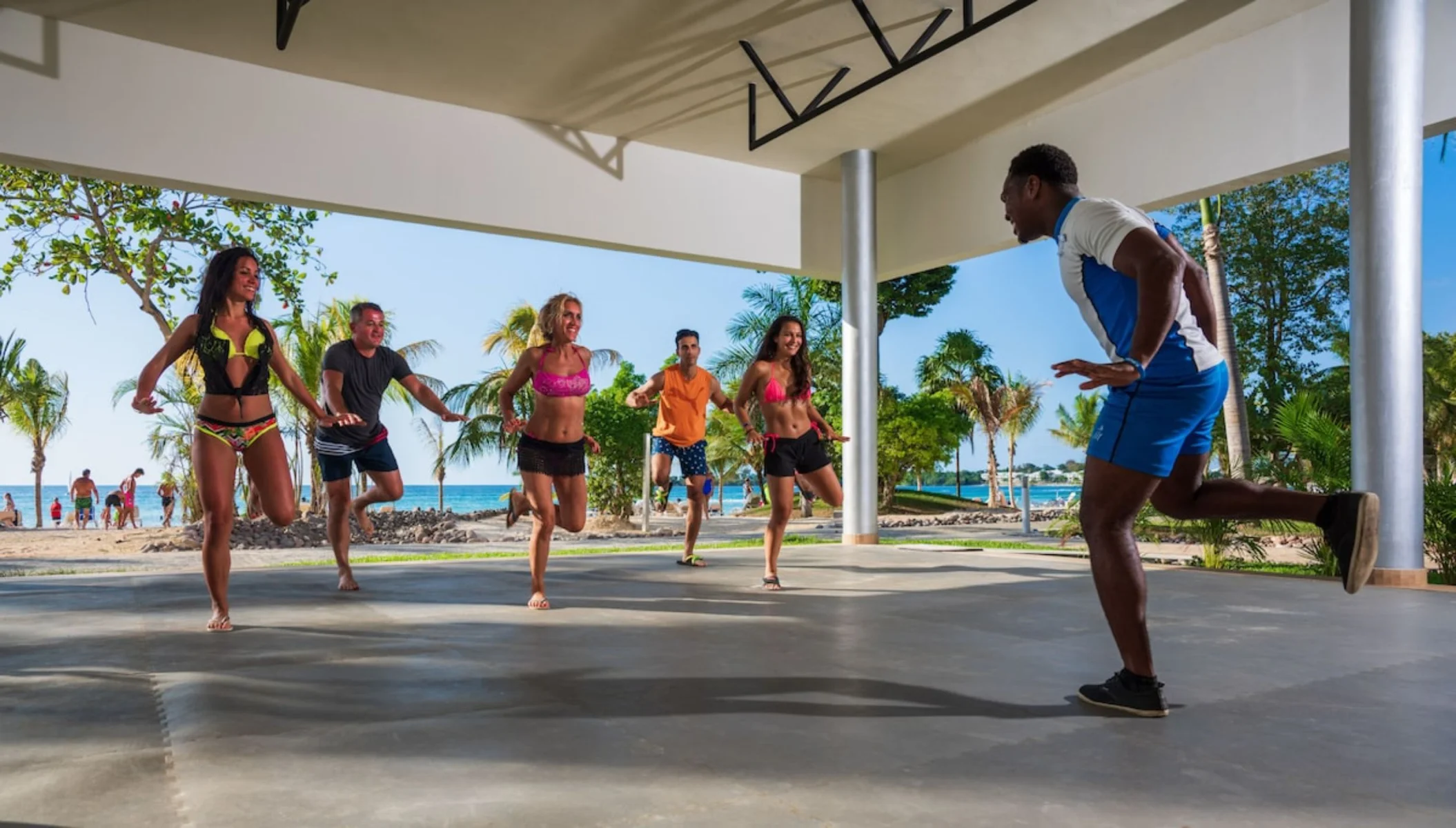 A fitness class underway at Riu Palace Tropical Bay