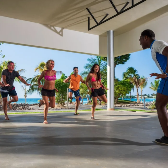 A fitness class underway at Riu Palace Tropical Bay