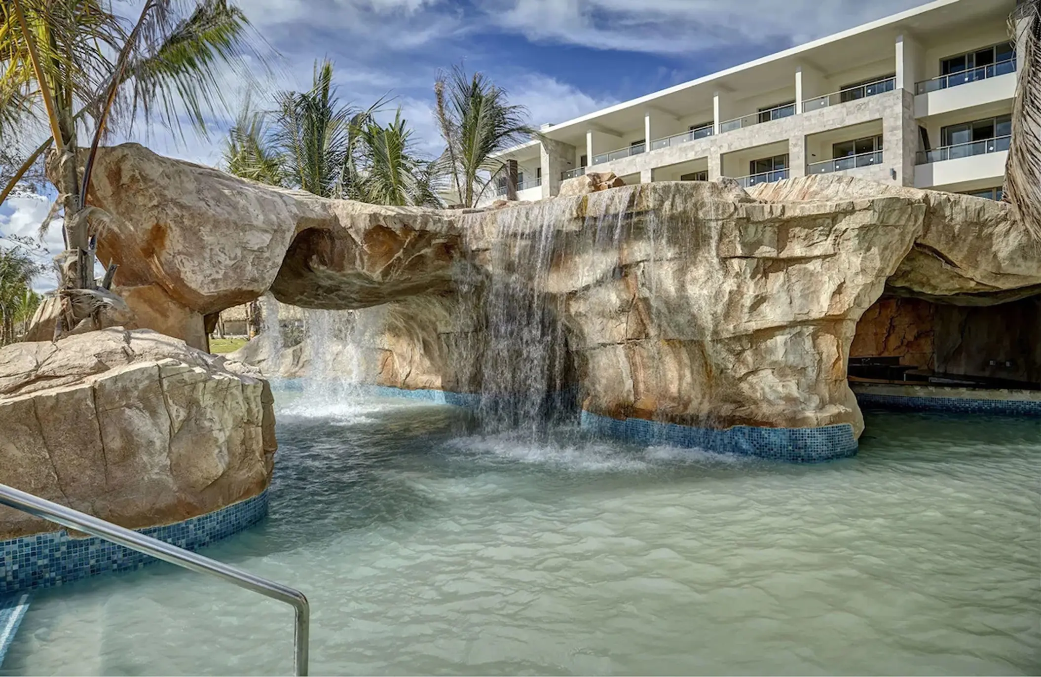 Royalton Bavaro lazy river and rock waterfall features, Punta Cana