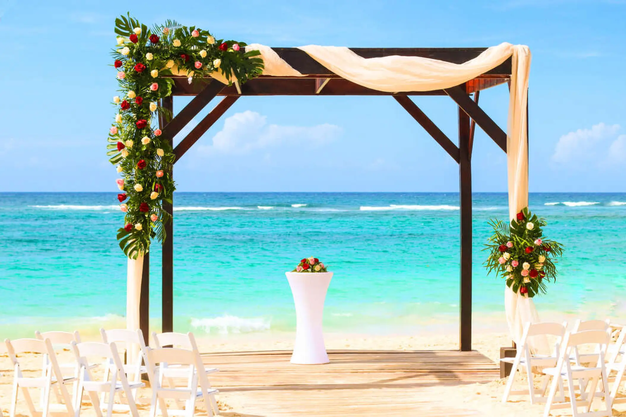 Beachfront wedding ceremony arch at Royalton CHIC Punta Cana, Punta Cana
