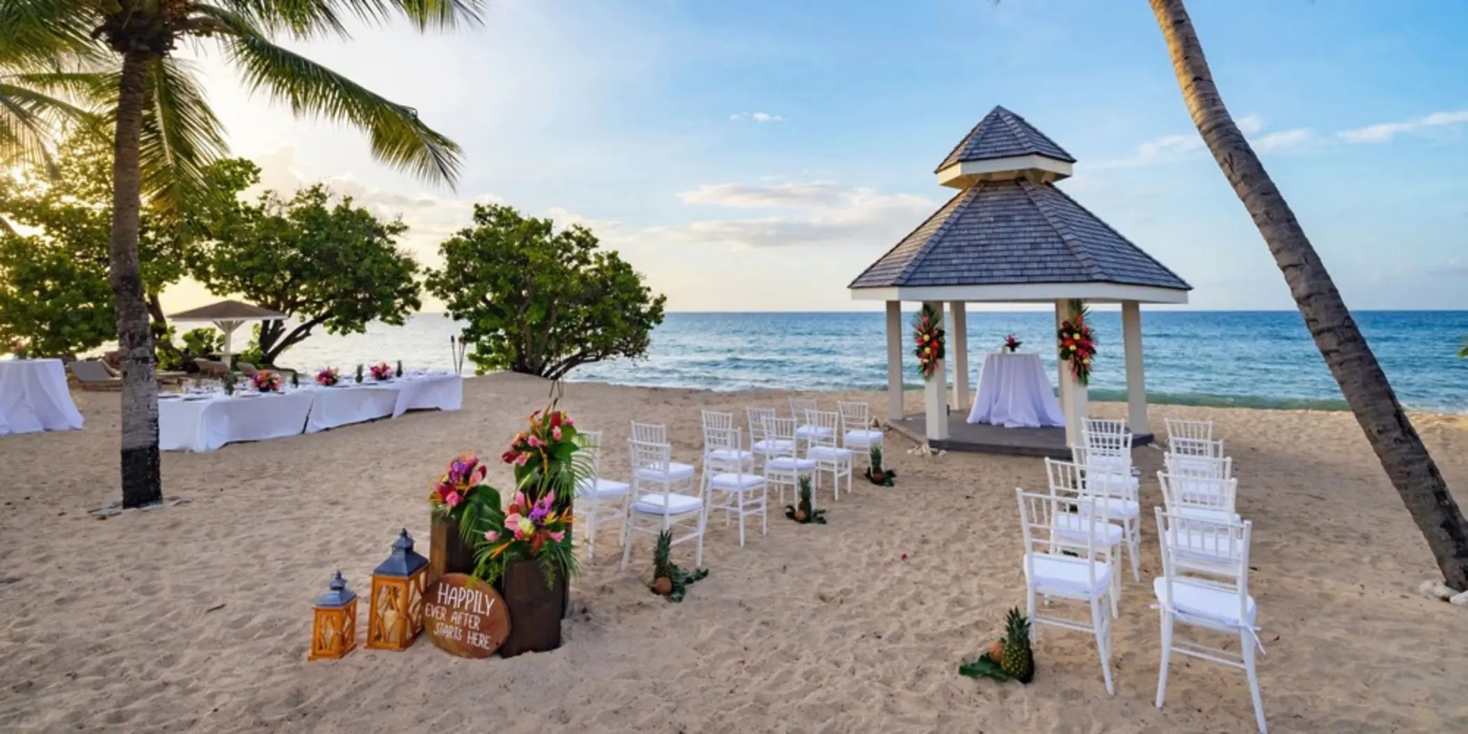 Beachfront wedding ceremony gazebo at Royalton Grenada, St. George’s