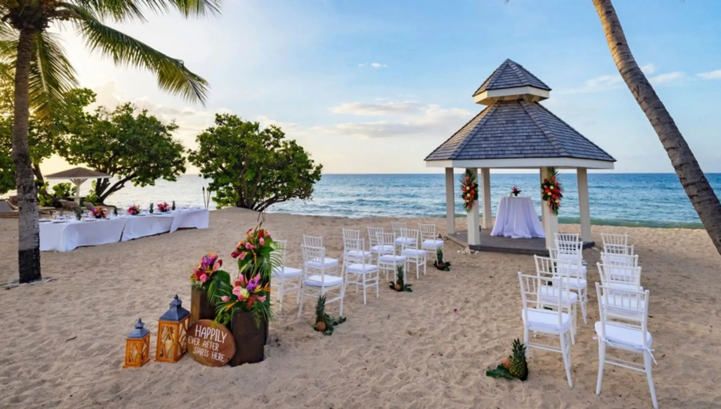 Beachfront wedding ceremony gazebo at Royalton Grenada, St. George’s