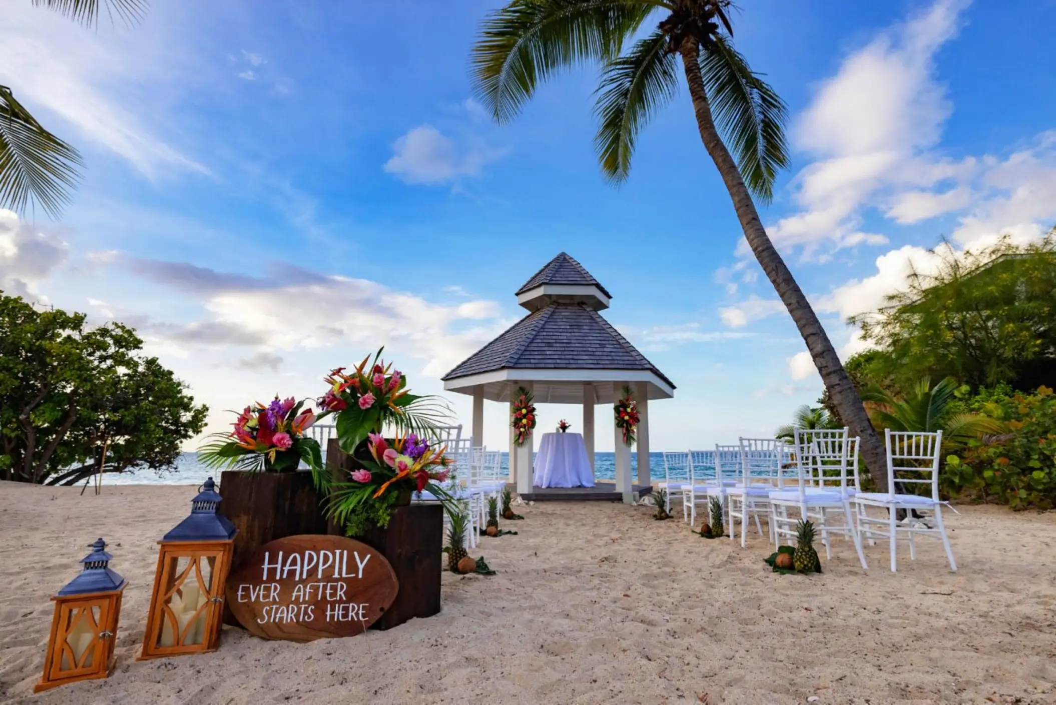 Beachfront wedding ceremony gazebo at Royalton Grenada, St. George’s
