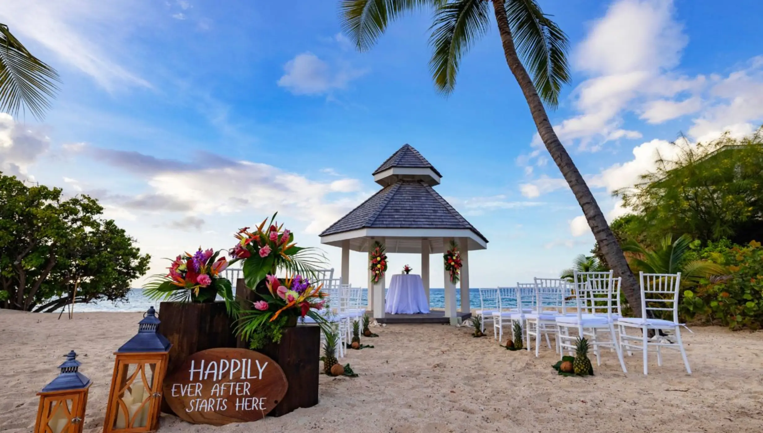 Beachfront wedding ceremony gazebo at Royalton Grenada, St. George’s