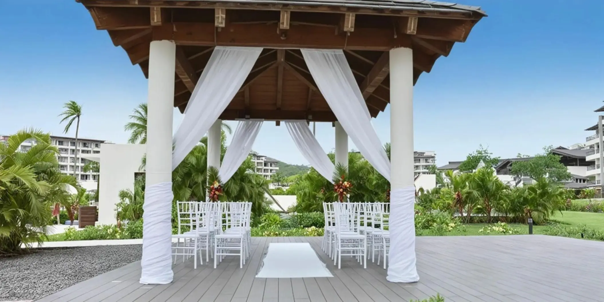 Garden gazebo wedding ceremony at Royalton Saint Lucia, Castries