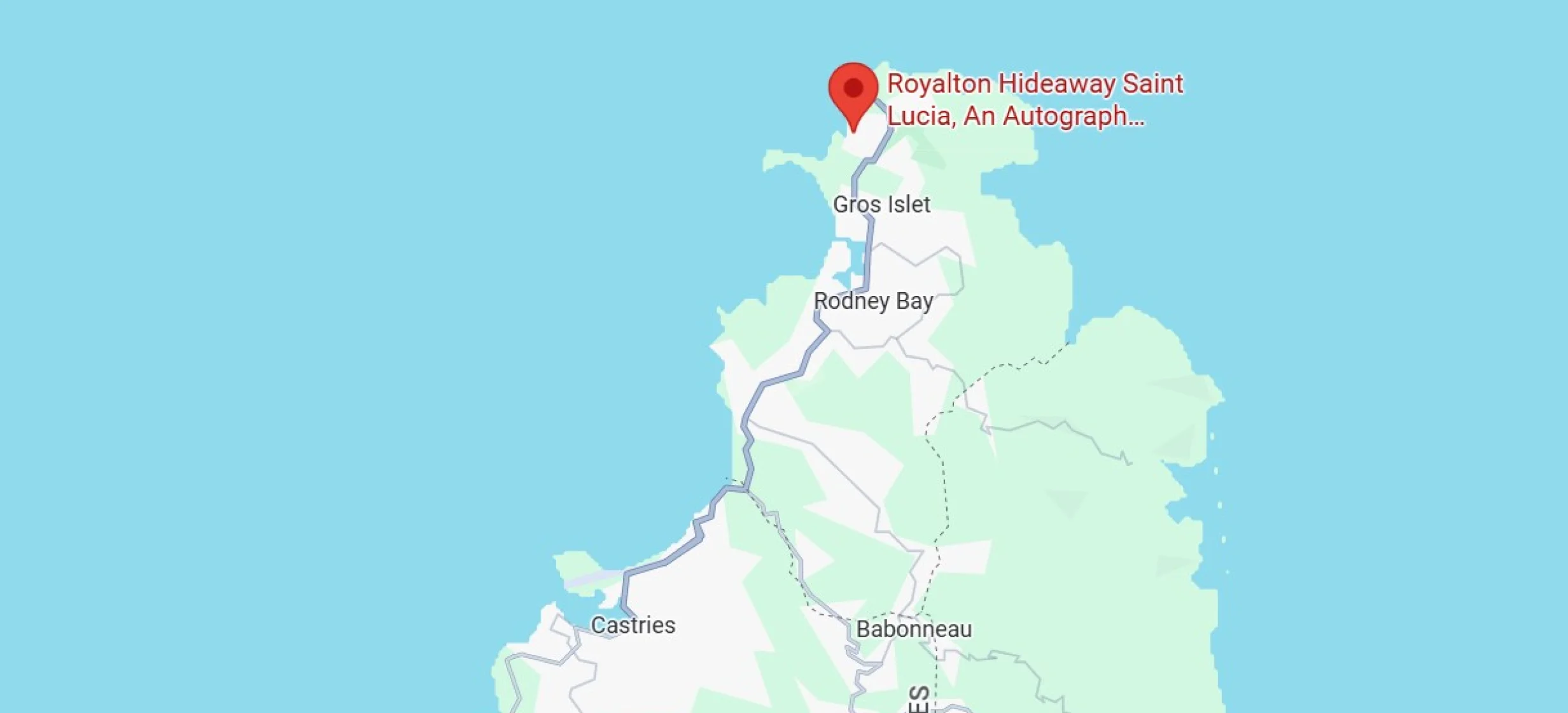 map showing location of royalton hideaway st lucia