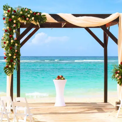 Beachfront wedding ceremony arch at Royalton Punta Cana, Punta Cana