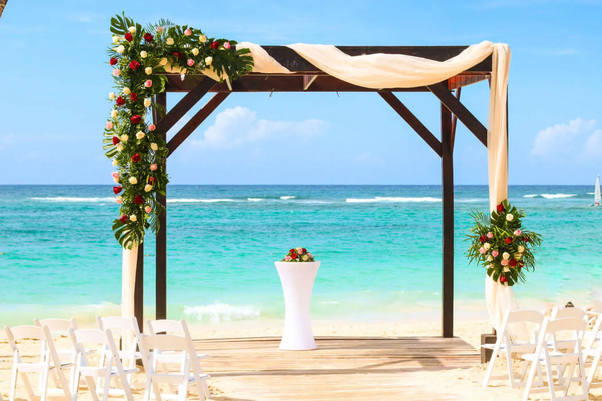 Beachfront wedding ceremony arch at Royalton Punta Cana, Punta Cana