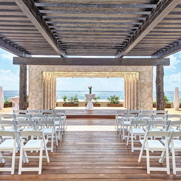 Destination wedding setup at Royalton Riviera Cancun Resort.