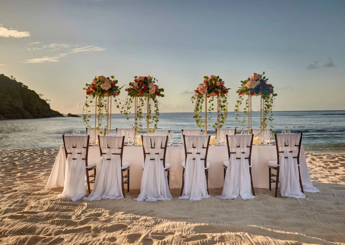 beach reception setup at Royalton Saint Lucia
