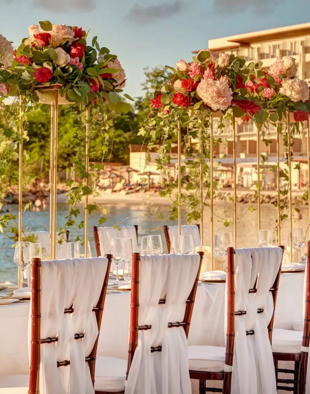 Beachfront wedding reception at Royalton Saint Lucia, Castries