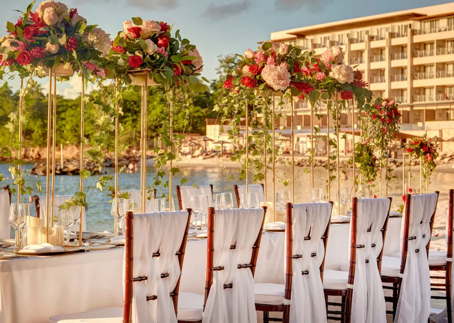 beach reception setup at Royalton Saint Lucia