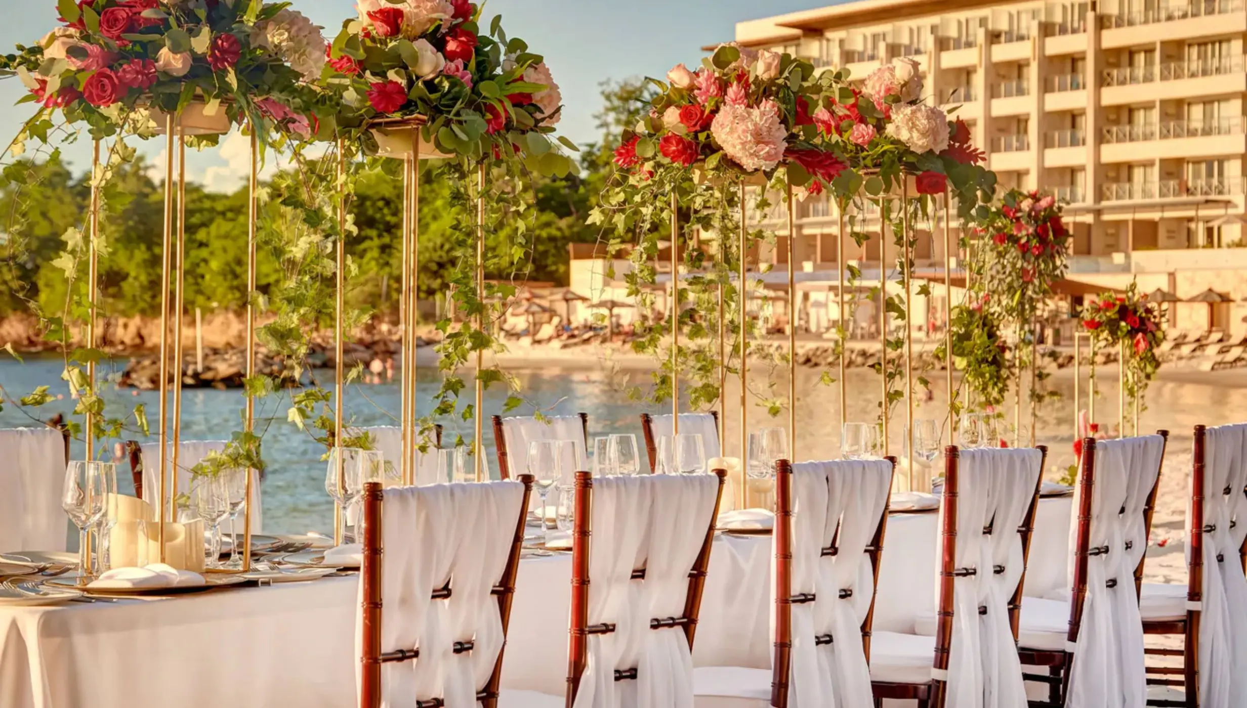 Beachfront wedding reception at Royalton Saint Lucia, Castries