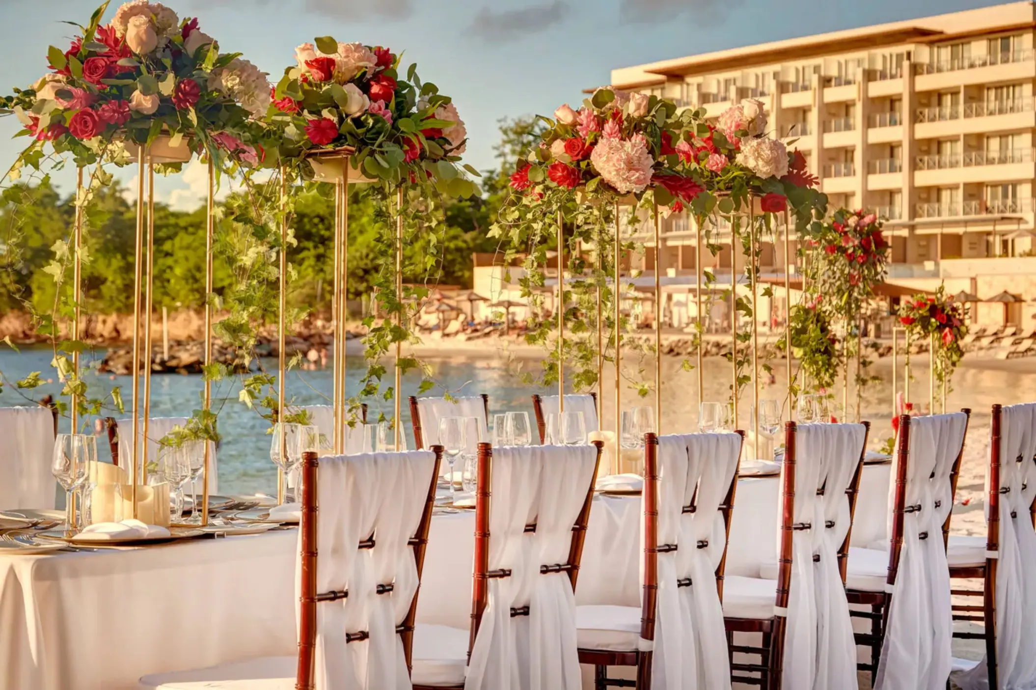 Beachfront wedding reception at Royalton Saint Lucia, Castries