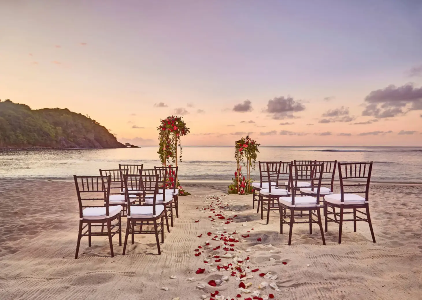 Beach wedding ceremony at Royalton Saint Lucia, Castries