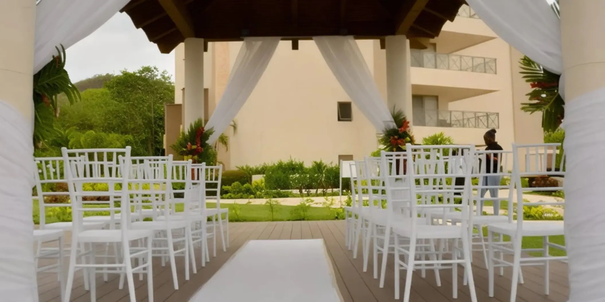 Garden gazebo wedding ceremony setup at Royalton Hideaway Saint Lucia, Castries