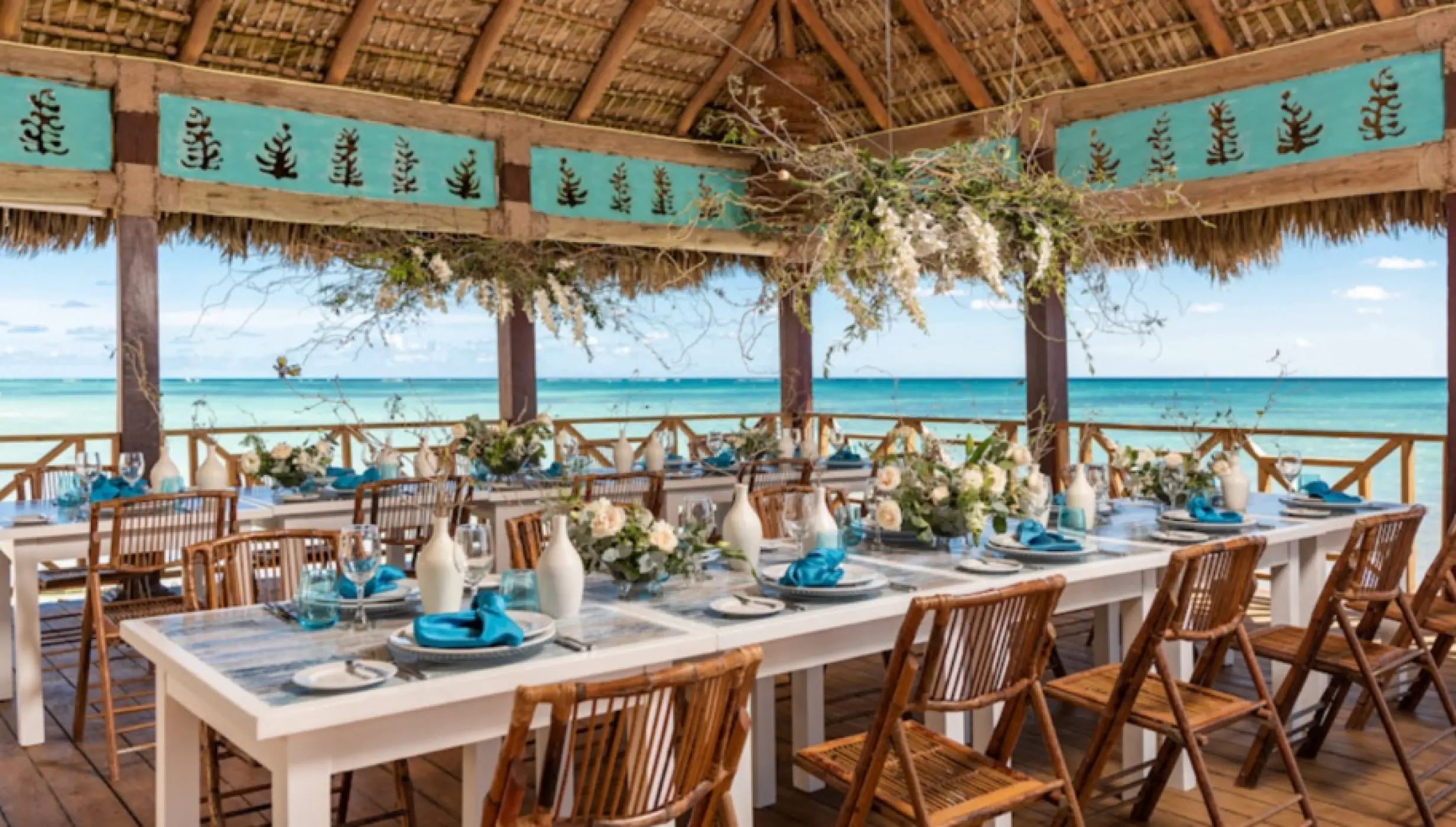 Blue Marlin restaurant wedding reception with ocean views at Sanctuary Cap Cana, Punta Cana