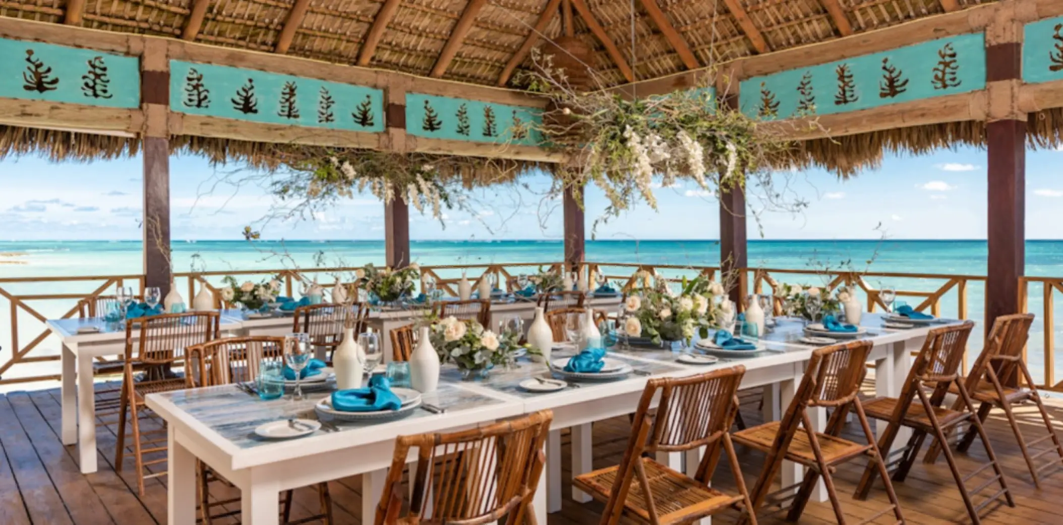 Blue Marlin restaurant wedding reception with ocean views at Sanctuary Cap Cana, Punta Cana