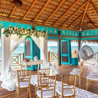 Oceanfront wedding ceremony setup at Sanctuary Cap Cana, Punta Cana