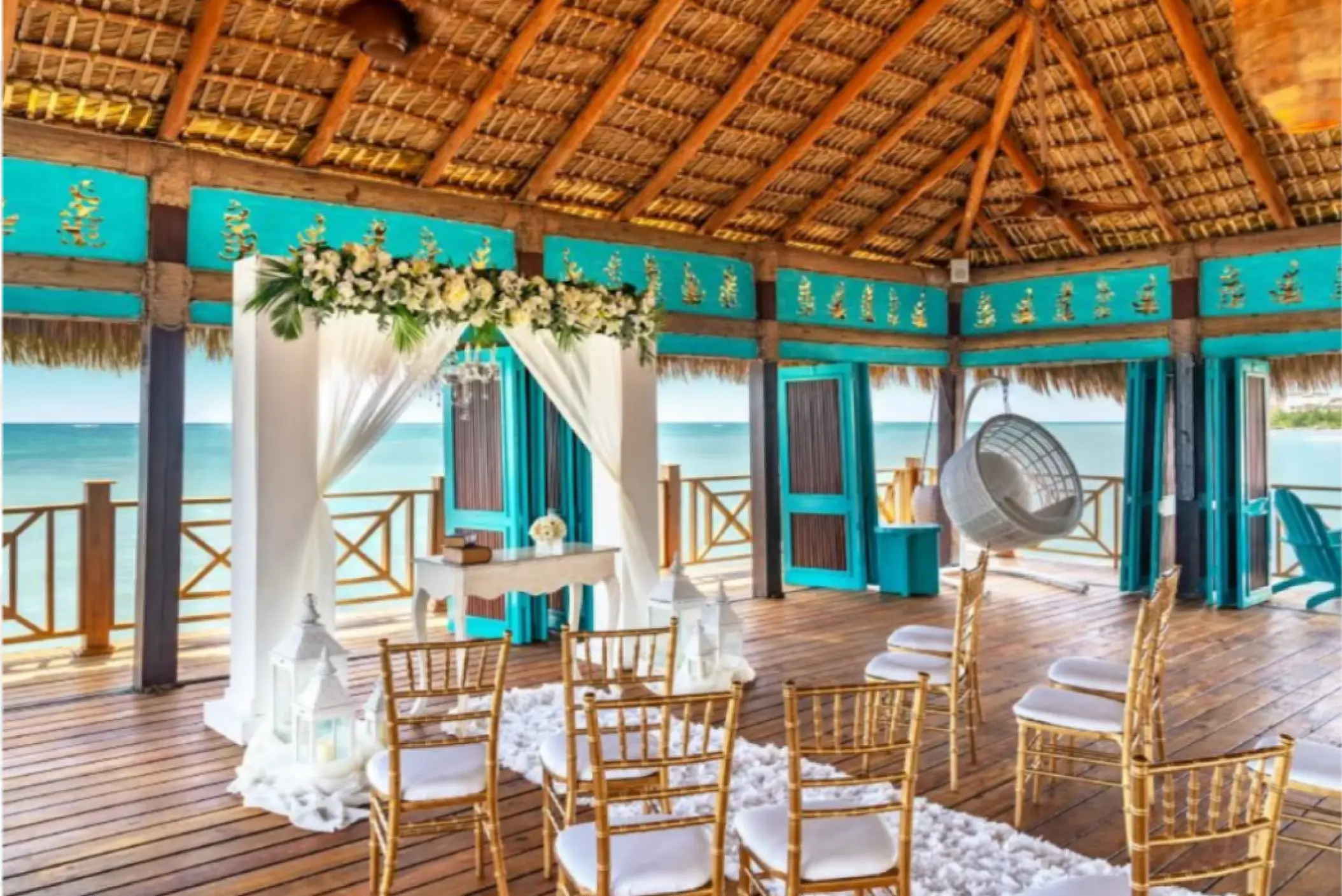 Oceanfront wedding ceremony setup at Sanctuary Cap Cana, Punta Cana