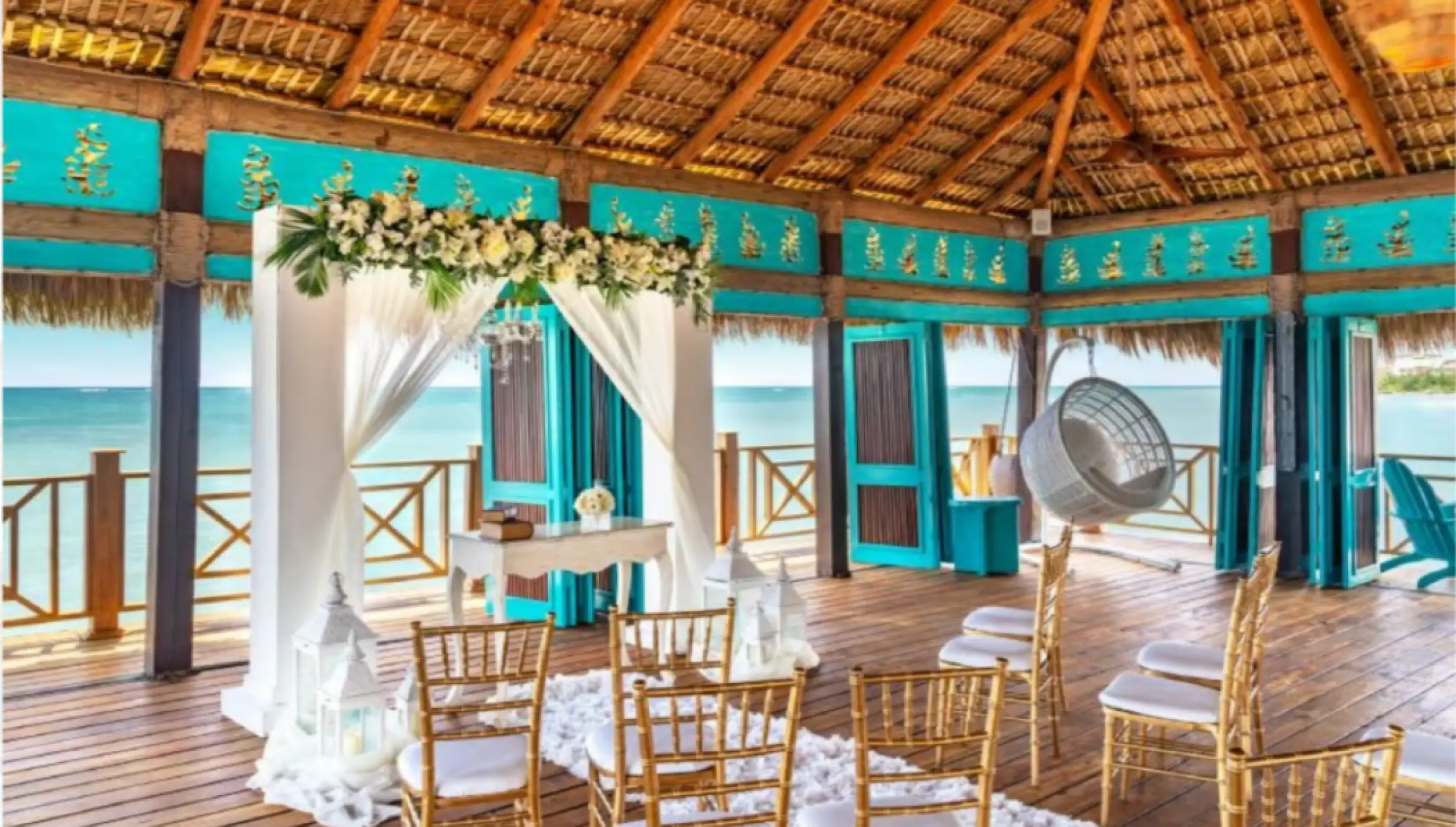 Oceanfront wedding ceremony setup at Sanctuary Cap Cana, Punta Cana