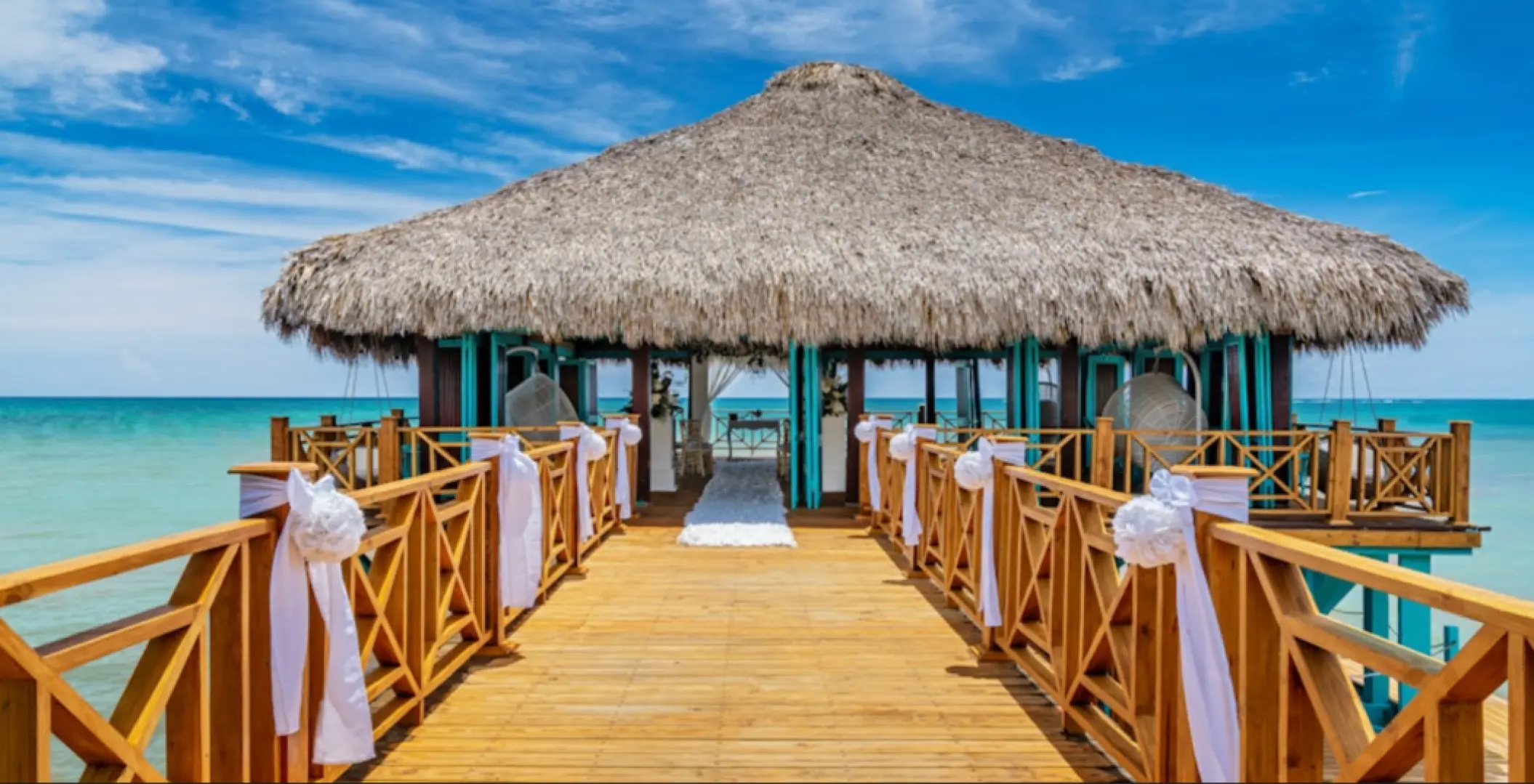 Blue Marlin Portico wedding ceremony setup at Sanctuary Cap Cana, Punta Cana