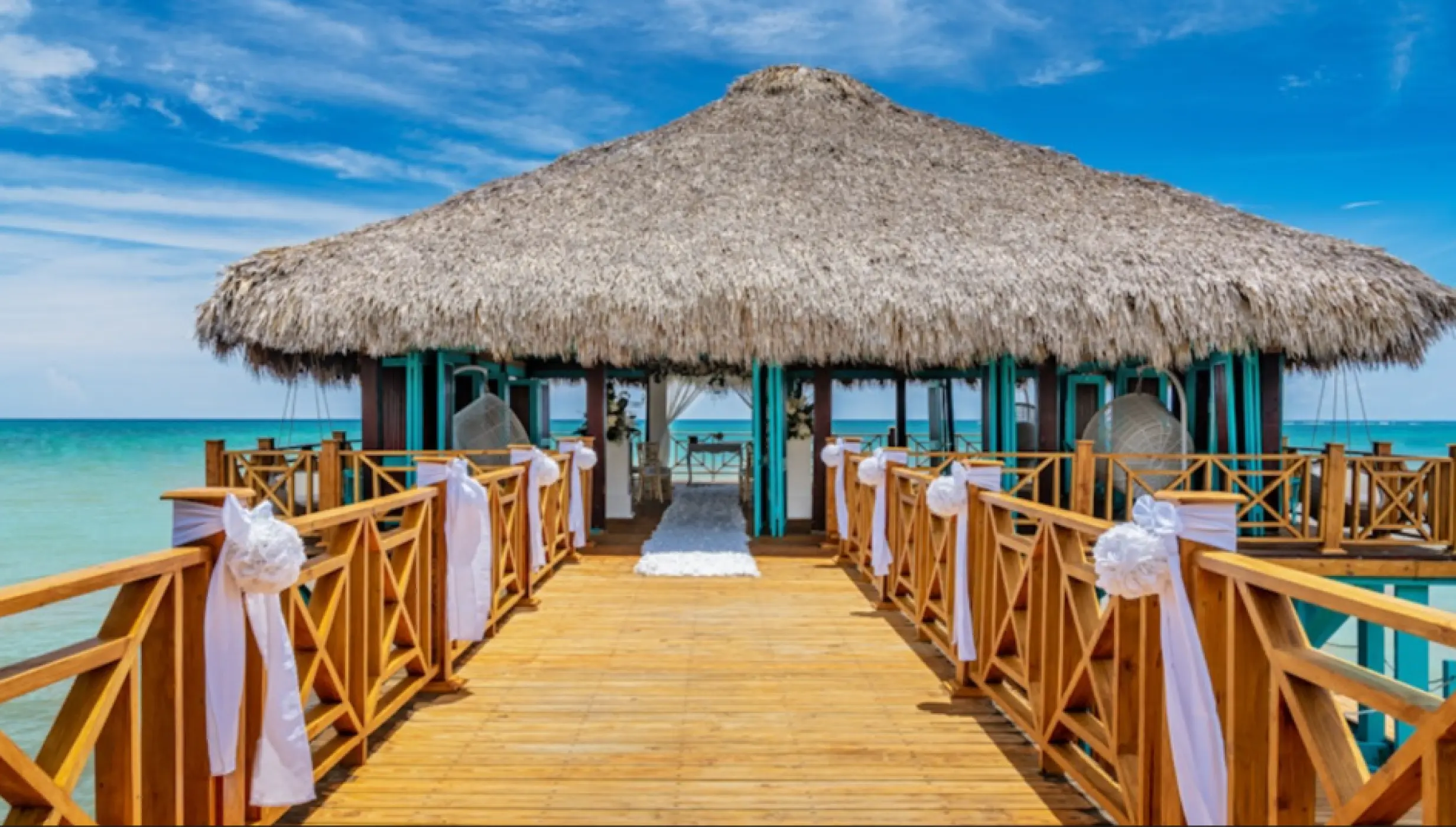 Blue Marlin Portico wedding ceremony setup at Sanctuary Cap Cana, Punta Cana