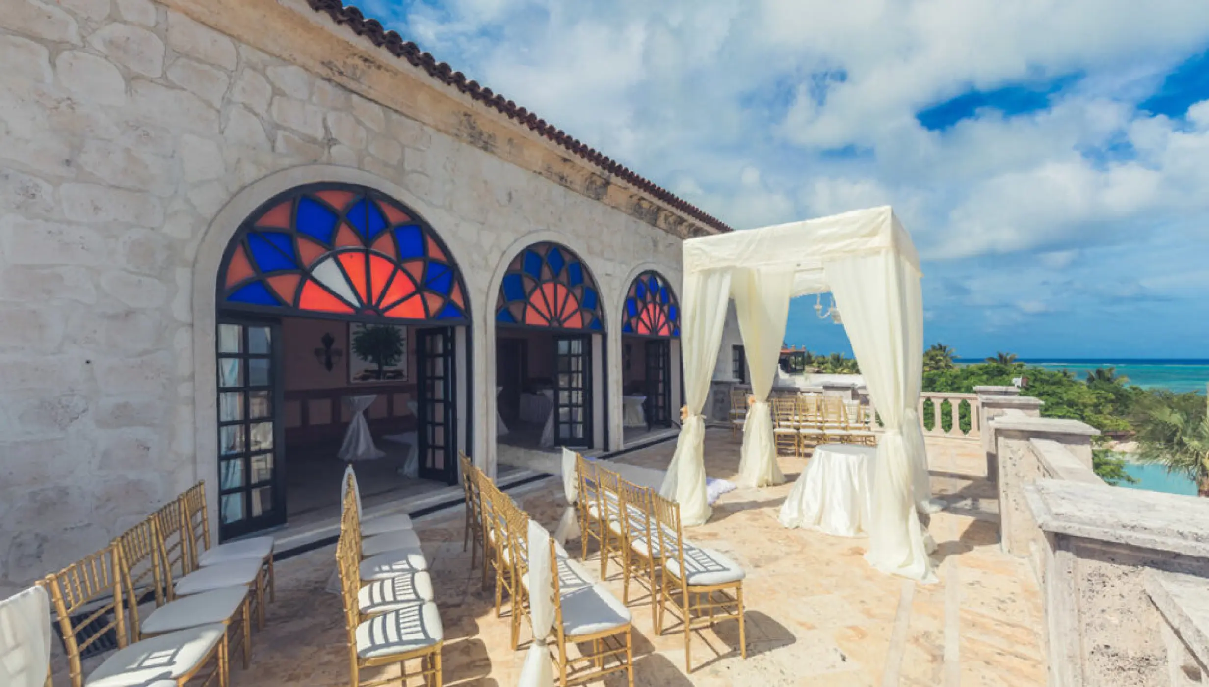 Juliet's Balcony wedding ceremony setup at Sanctuary Cap Cana, Punta Cana