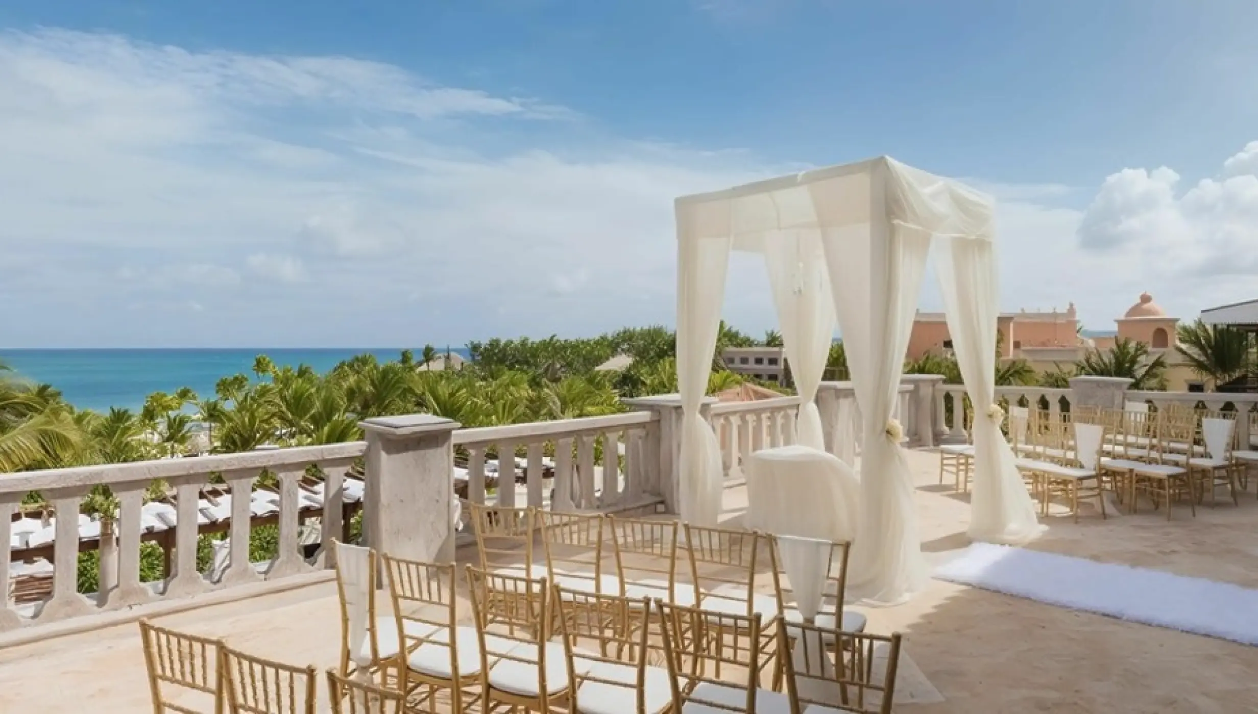 Julliette Balcony wedding ceremony with ocean views at Sanctuary Cap Cana, Punta Cana