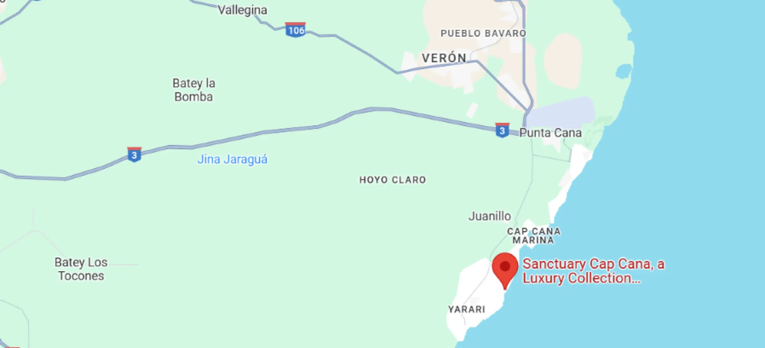 map showing location of Sanctuary Cap Cana in the Dominican Republic