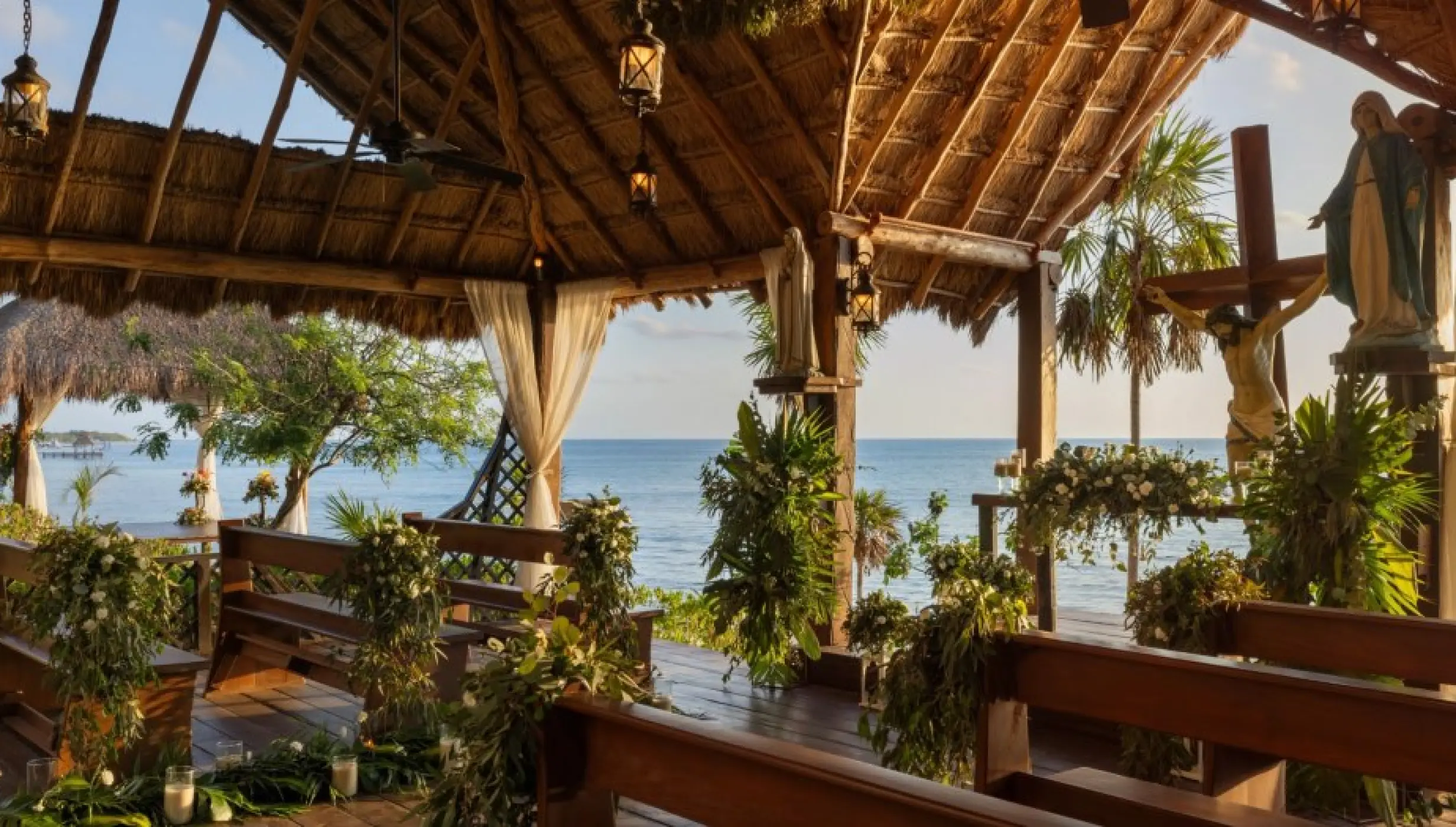 Open-air oceanfront wedding chapel at Dreams Cozumel, Cozumel