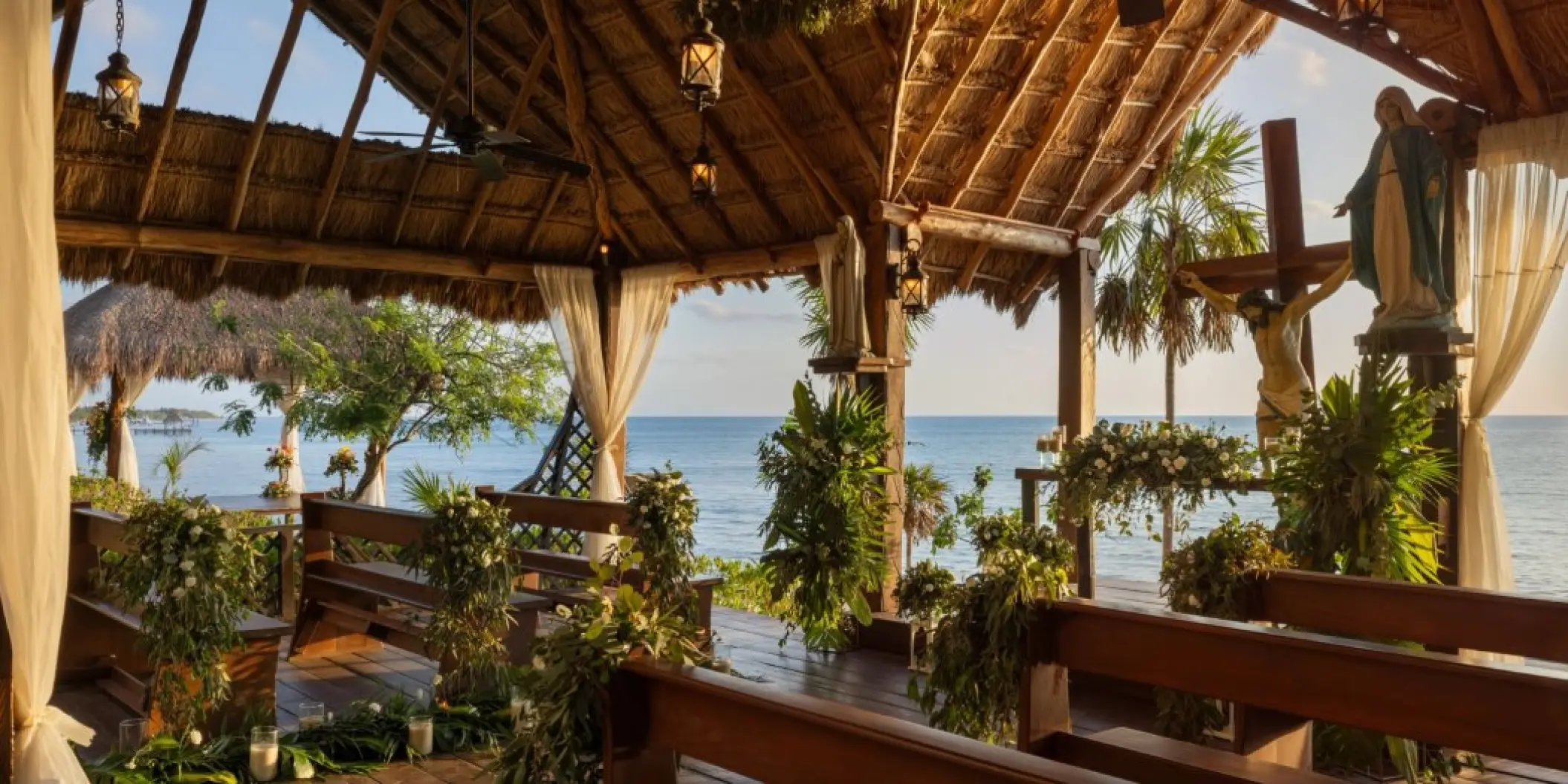 Open-air oceanfront wedding chapel at Dreams Cozumel, Cozumel