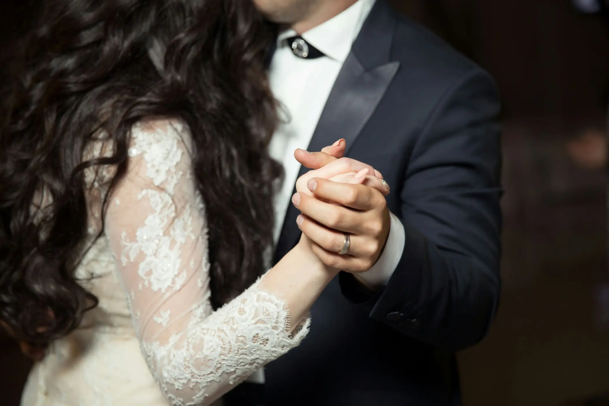 Close-up of a bride and groom's first dance at Secrets Mirabel, Cancun