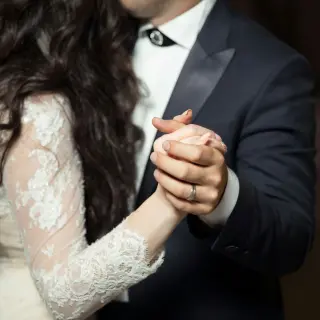 Close-up of a bride and groom's first dance at Secrets Mirabel, Cancun