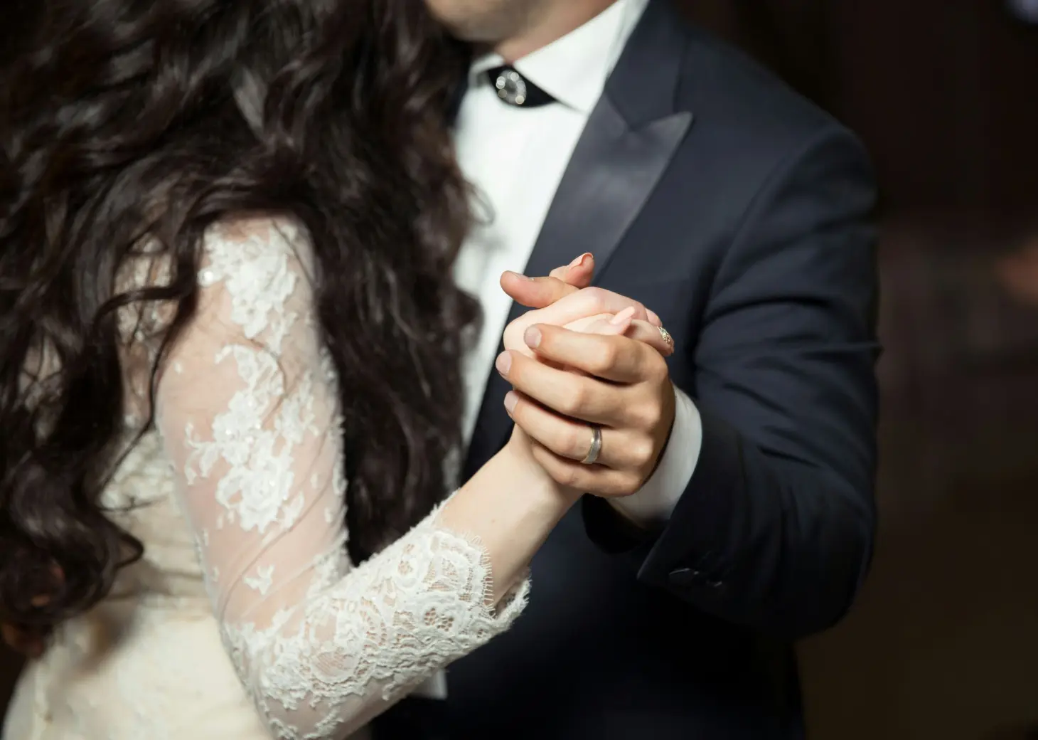 Close-up of a bride and groom's first dance at Secrets Mirabel, Cancun