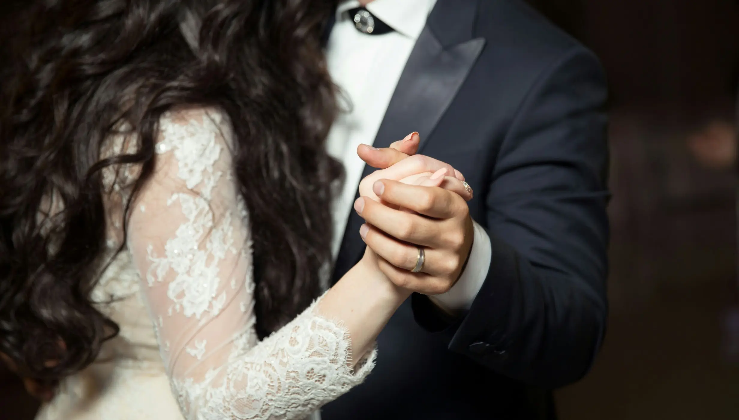 Close-up of a bride and groom's first dance at Secrets Mirabel, Cancun