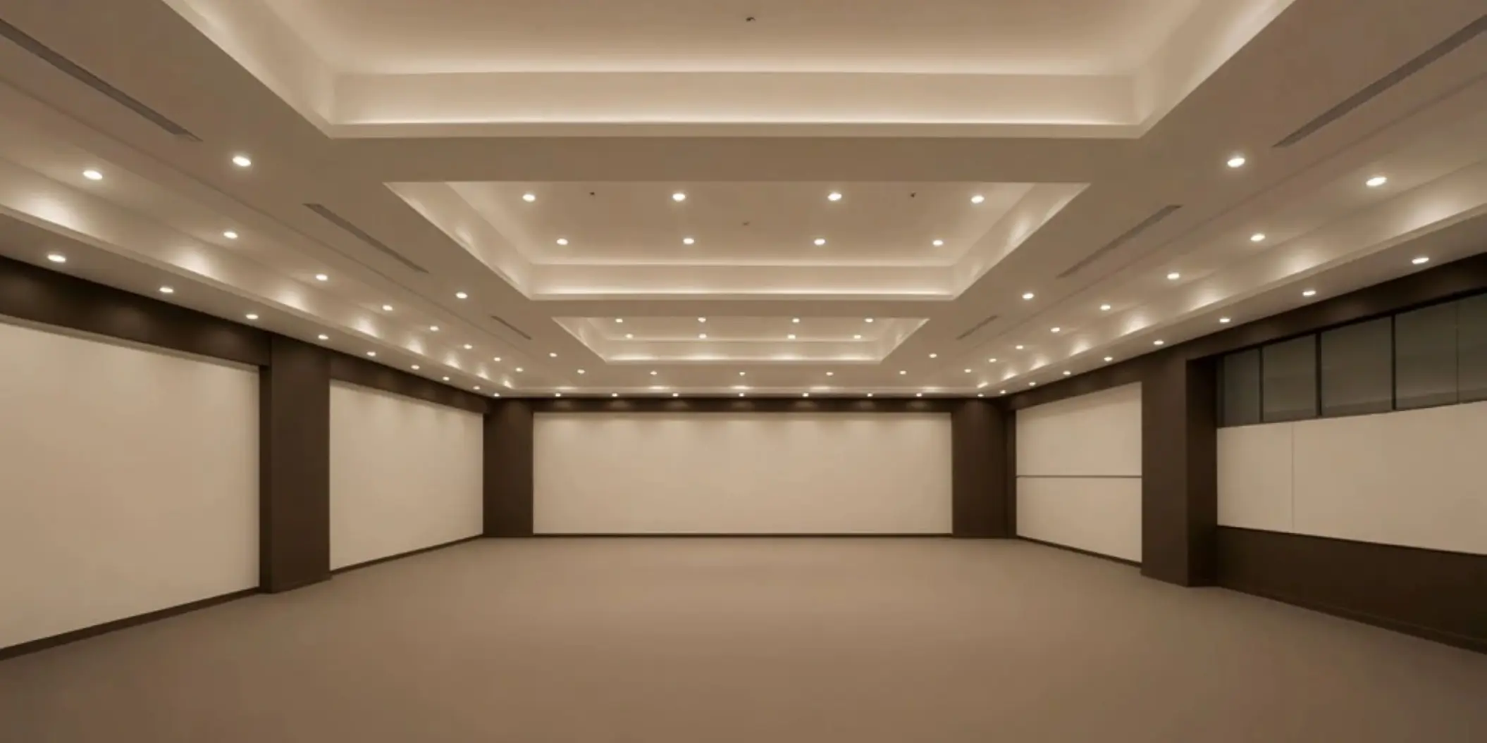 Empty Nizuc ballroom with recessed ceiling lighting at Secrets Mirabel Cancun, Cancun