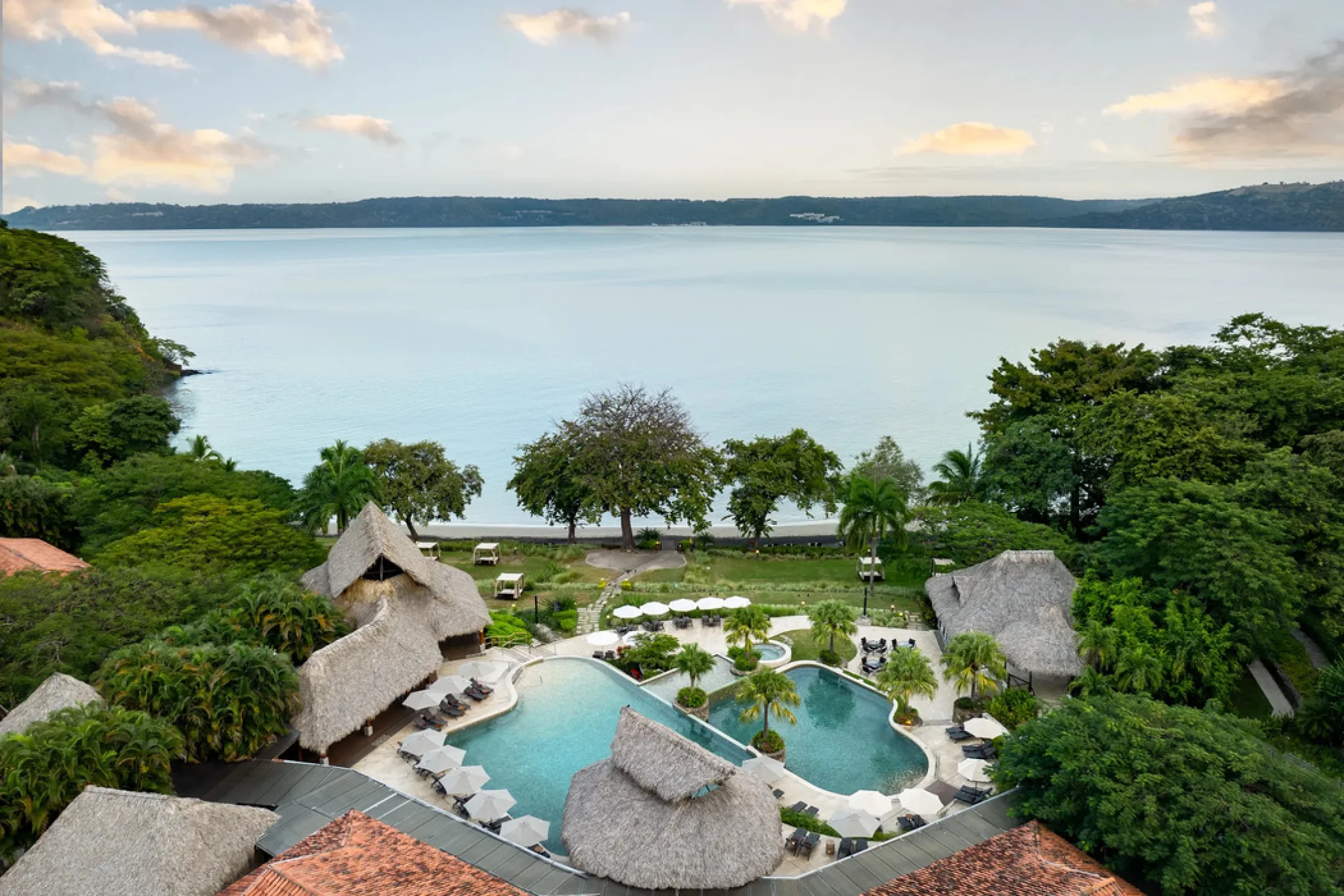 aerial view of main pool and beach at Secrets Papagayo Costa Rica